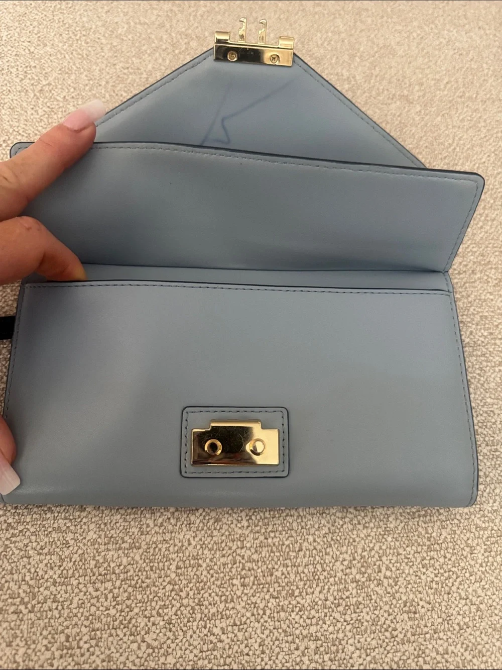 Michael Kors Navy, Light Blue and White Logo Chain Crossbody Bag